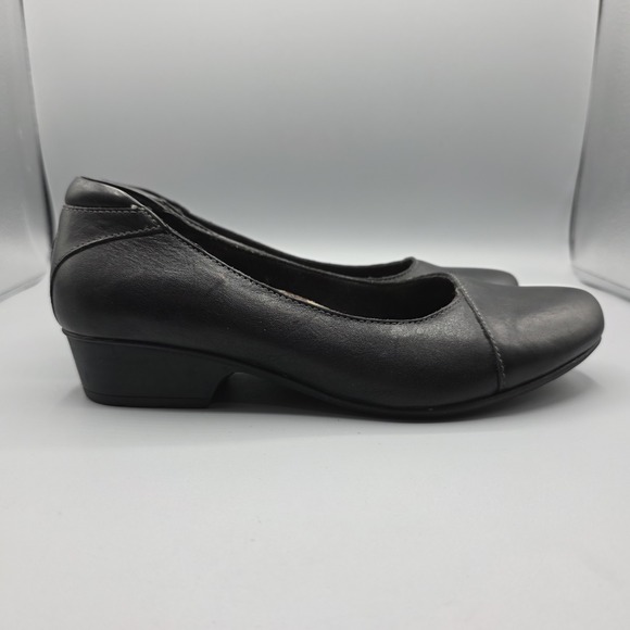 Taos Debut Shoes Womens 8 Black Leather Comfort Low Heel Slip On Cushioned - Picture 5 of 14
